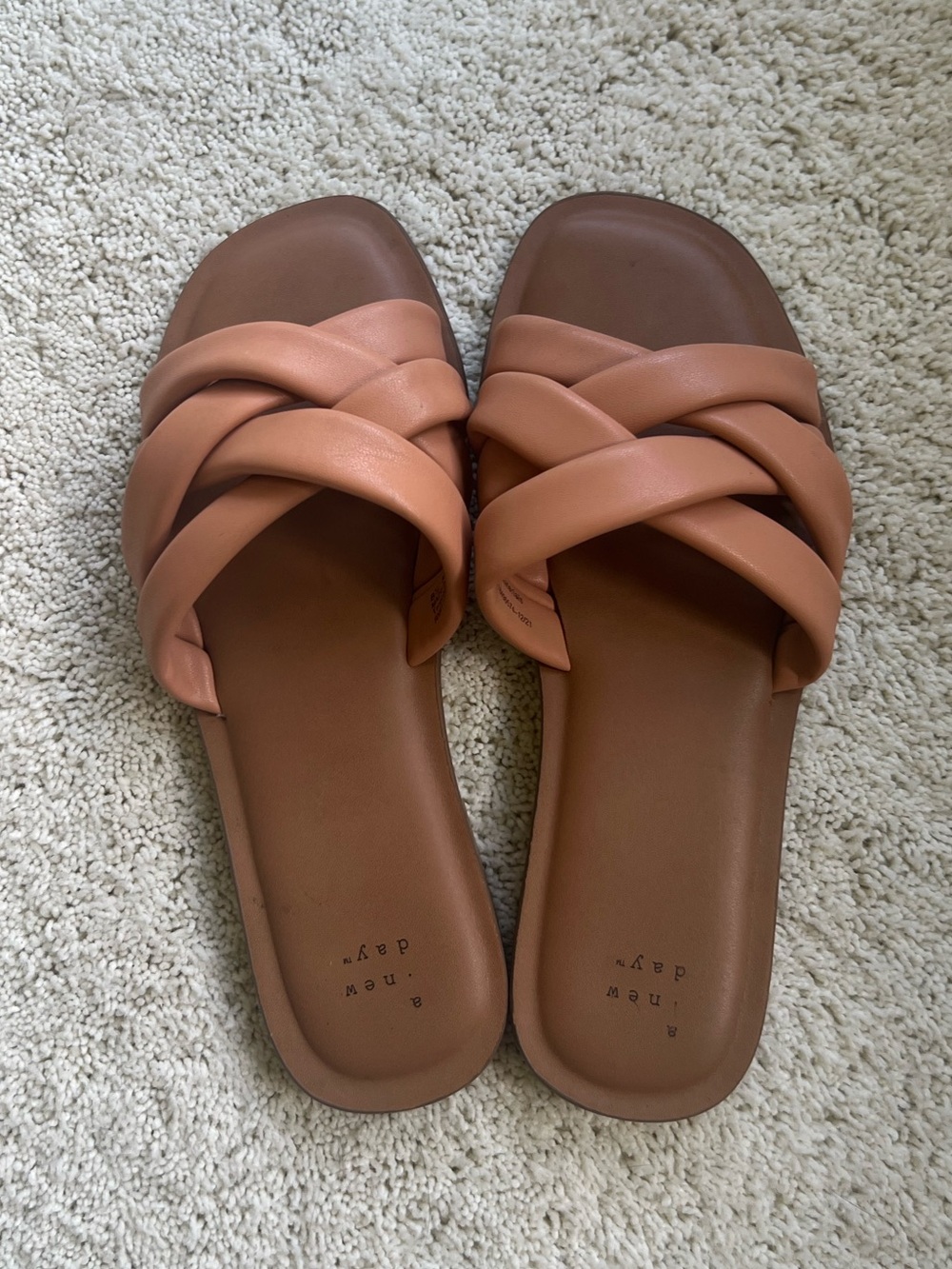 Braided Slide Sandals in Brown/Tan